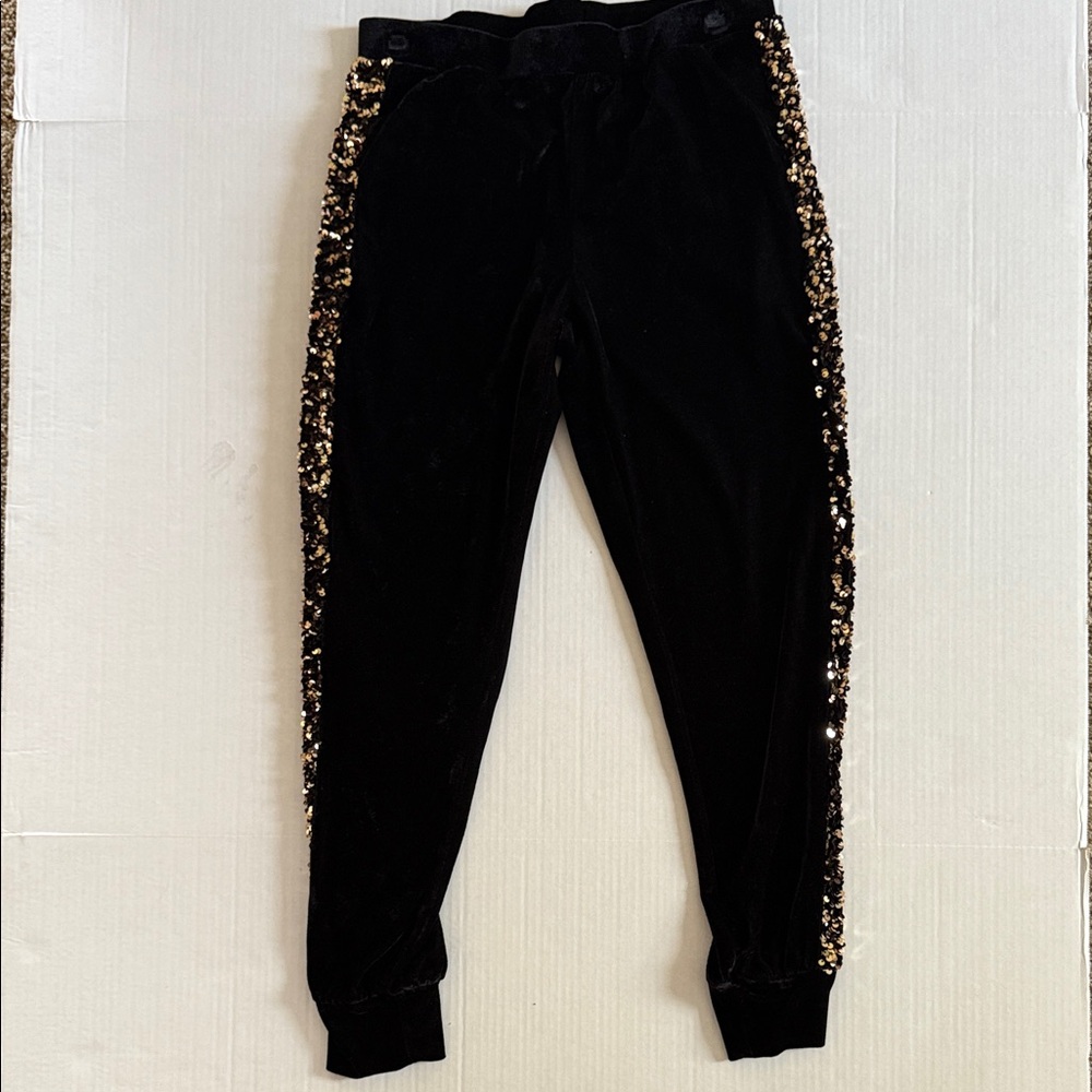 Cable & Gauge Black Joggers with Gold Sequin Sides